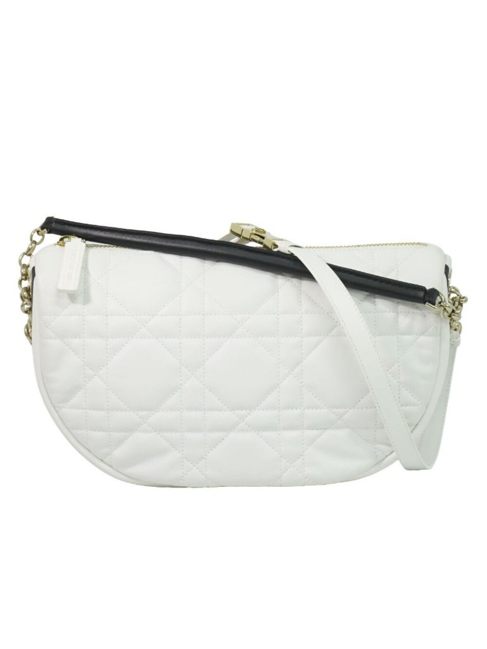Dior Vibe Hobo Cannage 2-Way Shoulder Bag Leather White